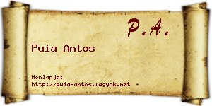 Puia Antos névjegykártya
